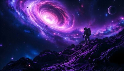 Astronaut Exploring a Surreal Cosmic Vortex
