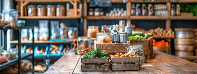 Rustic bakery with fresh breads and wooden decor