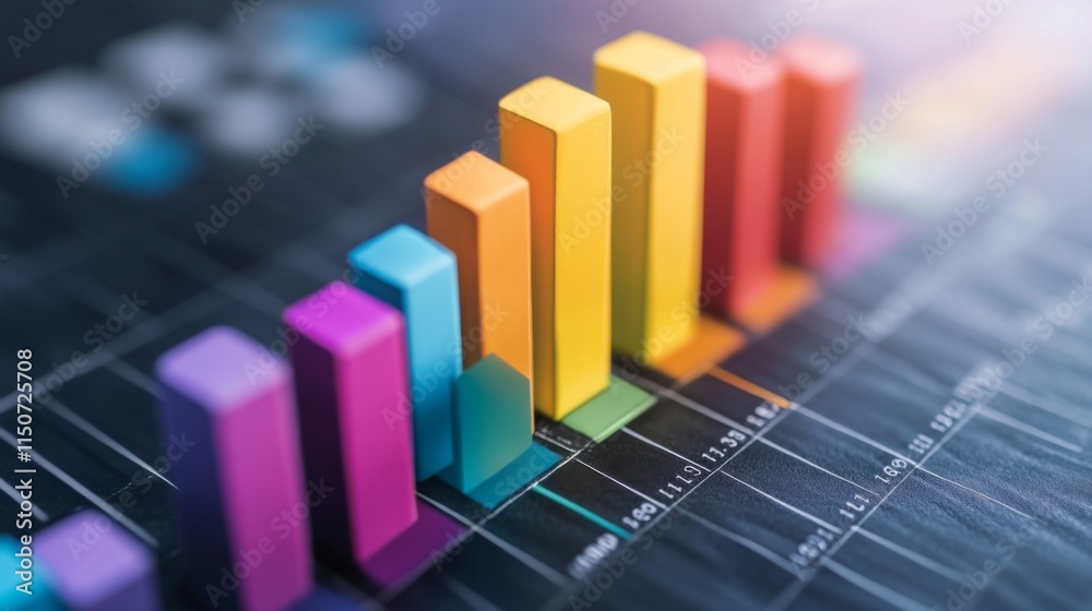 Poster colorful bar graph displaying business growth and financial data