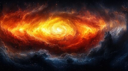 Fototapeta premium A vibrant cosmic scene depicting swirling clouds of fiery colors in space.