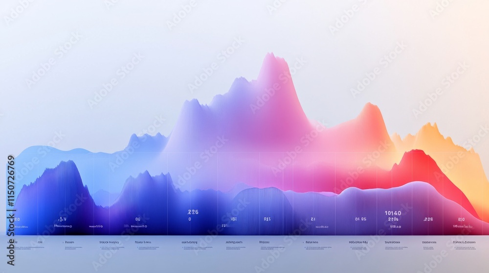 Poster abstract data visualization with gradient colors and peaks