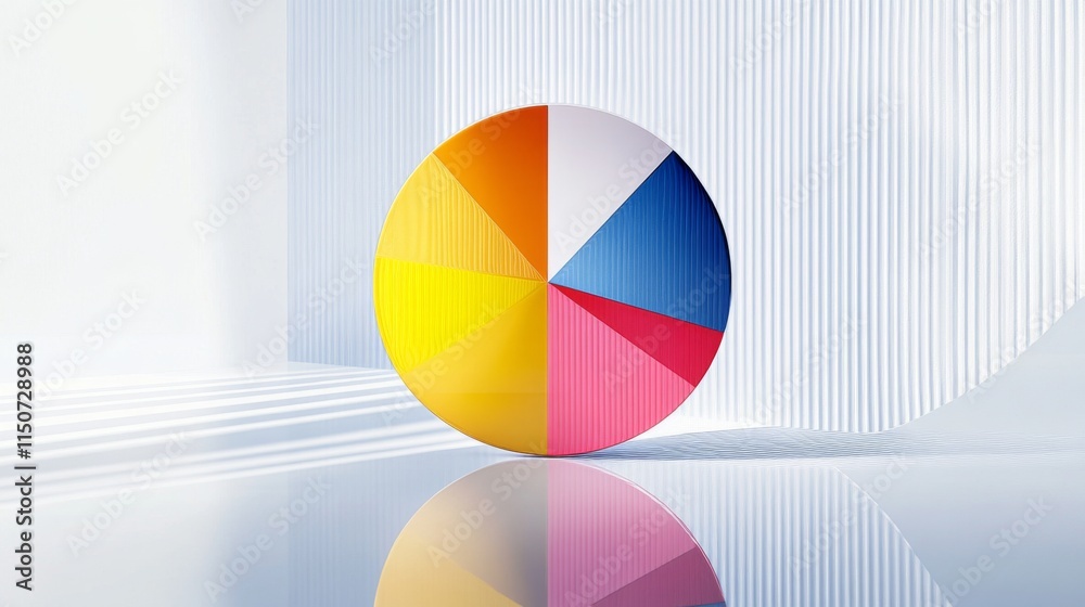 Aufkleber bright colorful geometric shape on reflective surface with shadows