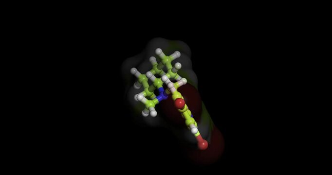 Bromhexine, mucolytic/expectorant, 3D molecule spinning, 4K