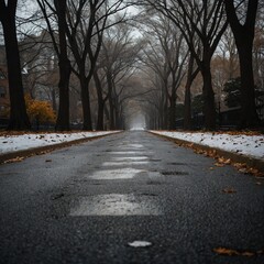 Obraz premium Autumn in the Park, trees scene, road