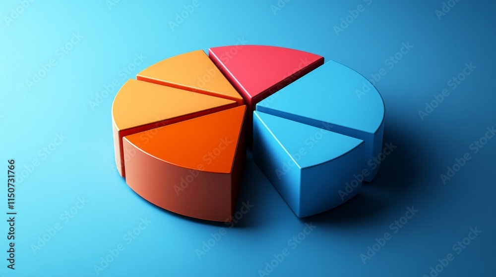 Poster Colorful Pie Chart on Blue Background for Data Representation