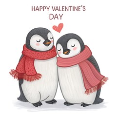 Fototapeta premium two penguins with a heart