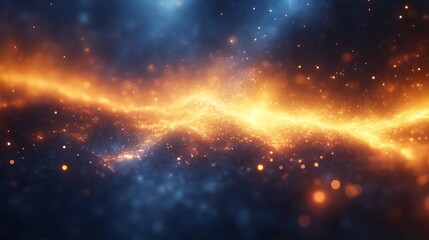 Naklejka premium Abstract Cosmic Dust and Glowing Particles Background
