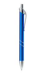 Blue pen closeup isolated
