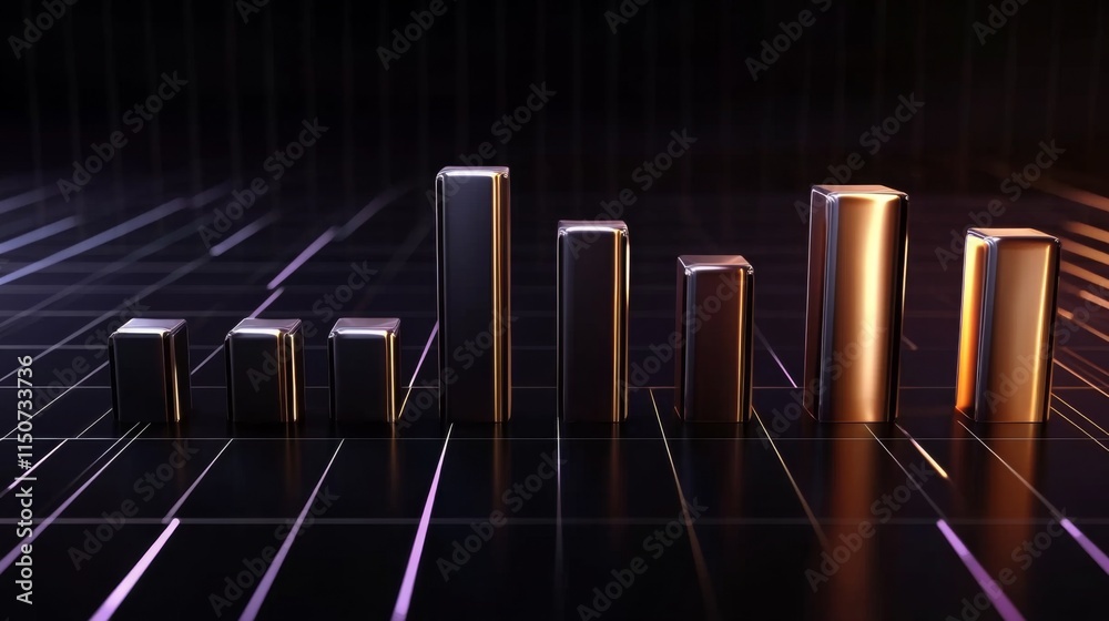 Aufkleber Abstract 3D Graphical Representation of Data Analysis and Growth