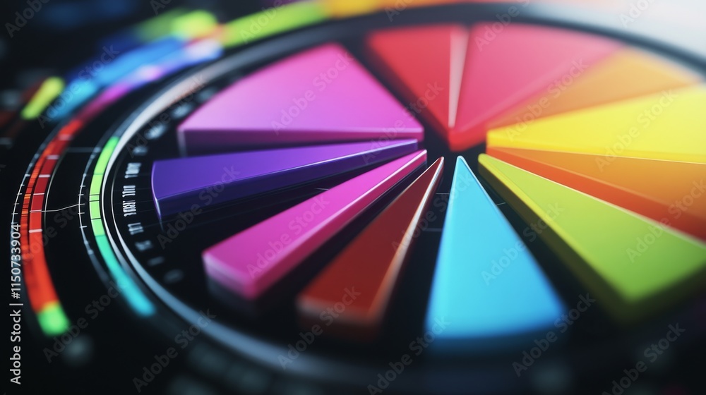 Poster colorful geometric shapes on a dark background displaying vivid tones