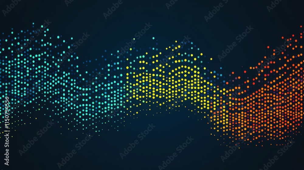 Aufkleber vibrant abstract wave of colorful dots on dark background