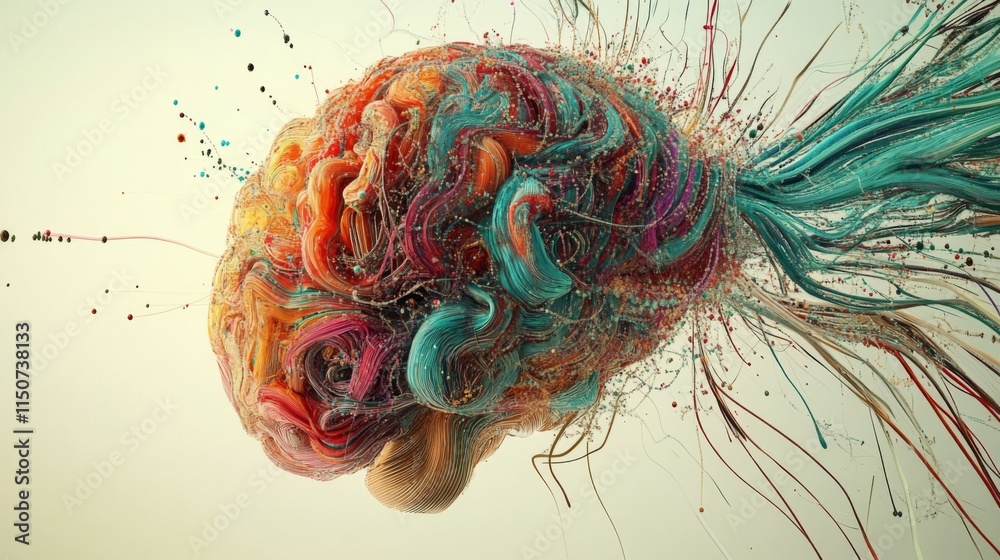 Poster colorful abstract visual representation of human brain concept