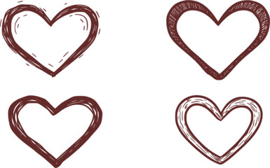 Set of hearts icon, heart drawn hand - stock vector, Doodle hearts sketch set. Various different hand drawn heart icon love collection isolated on white background.