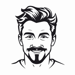 Smiling male avatar outline vector for user profiles