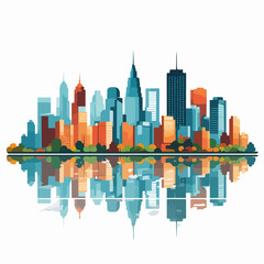 Obraz premium City Skyline Icon Vector Illustration for Urban Design, Flat Design Skyline Image