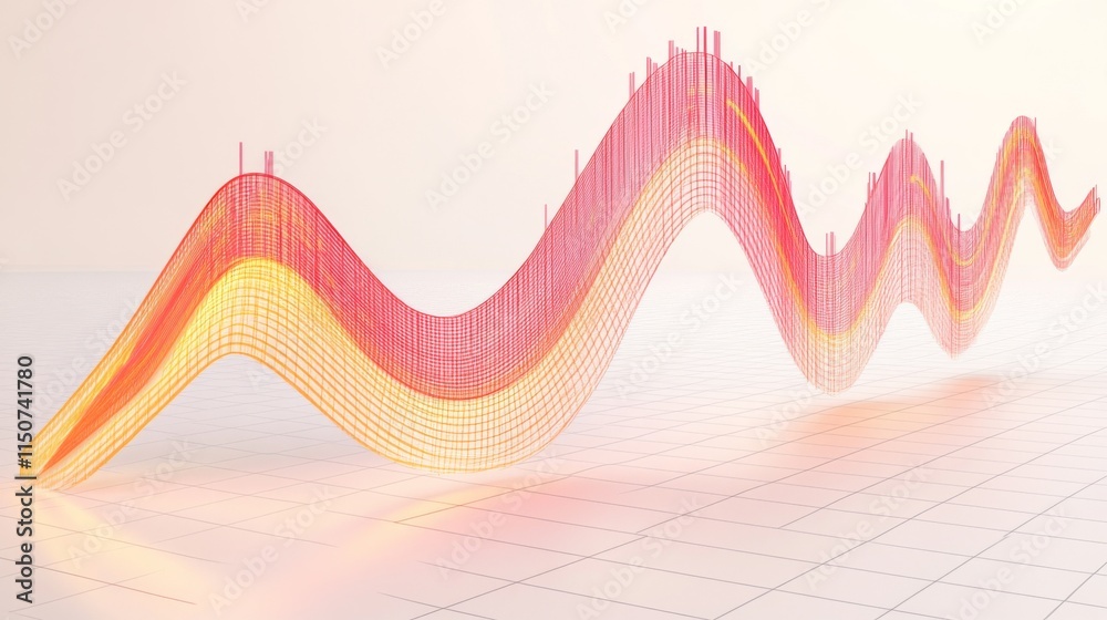 Fototapete abstract waveform design with vibrant color gradient and curves