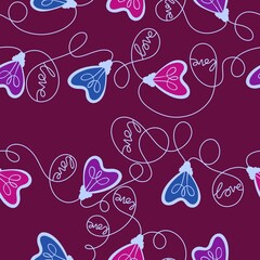 Valentine love hearts seamless 14 February illumination bulbs pattern