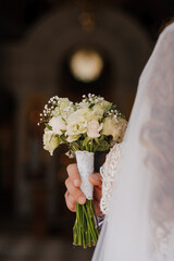 Elegant Bridal Bouquet with Delicate White Roses and Baby's Breath