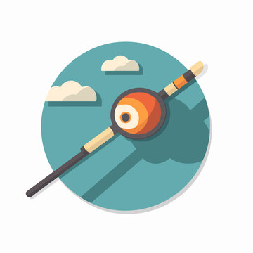 recommend clip art: Flat Design Fishing Rod Icon Vector Illustration for Outdoor Activities