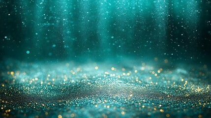 Teal Glitter Background With Sparkling Lights