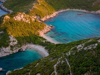 Fototapeta premium Aerial view of Porto Timoni beach in Corfu, Greece.