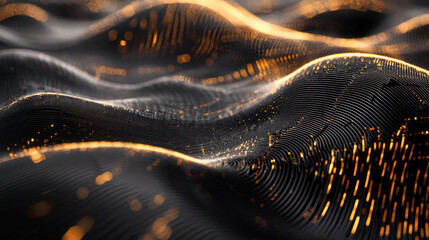 An abstract representation of a digital world, with glowing lines and geometric shapes