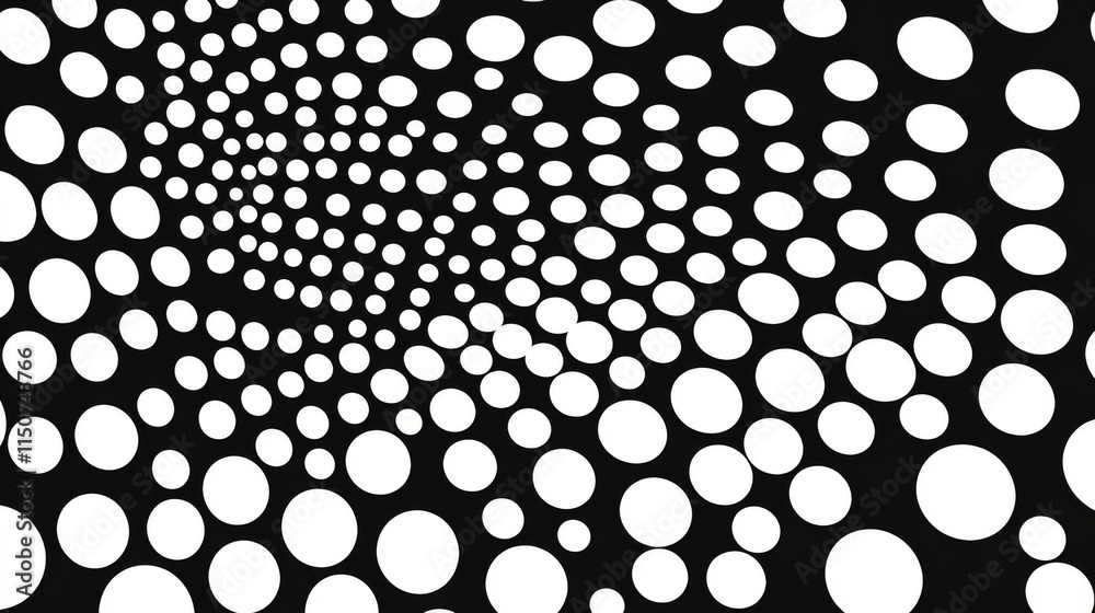 Poster a retro-style background with a gradient texture of white and black dots, complemented by abstract p