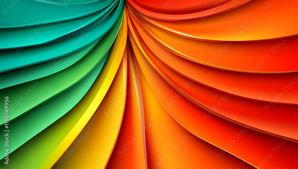 Fototapete Trendy minimally designed retro-colored background complemented by abstract colorful wallpaper. Includes artistic digital art with geometric lines, stripes, and waves, suitable for design materials