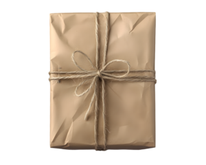 Stylish Wrapped Brown Gift Box with Twine - Perfect for Any Occasion