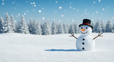 Obraz premium Background wallpaper of a snowman in snow - winter card