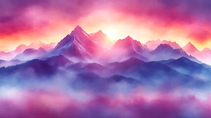 Obraz premium Majestic Mountains Sunrise Misty Peaks Dramatic Sky