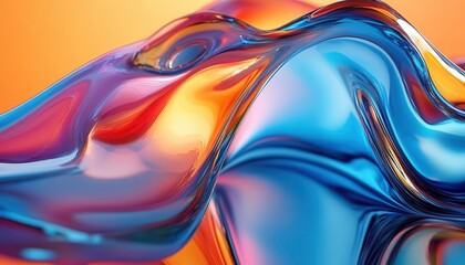 Abstract reflections with vibrant colors, sleek design, dynamic energy