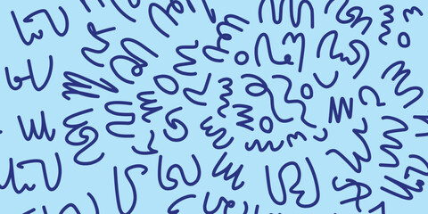  line doodle seamless pattern. Creative abstract squiggle style drawing background for children or trendy design with basic shapes. Simple childish scribble wallpaper print