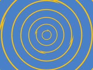 Naklejka premium Abstract background with concentric circles in vibrant blue and gold, perfect for modern designs.