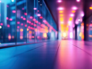 City street with buildings with vibrant lighting, sleek urban setup, dynamic energy