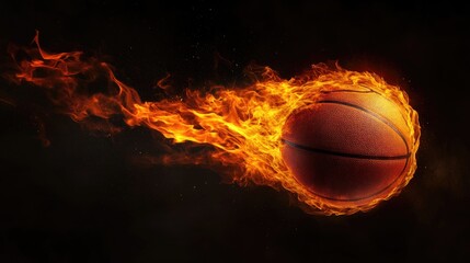 Fiery Basketball on a Black Background