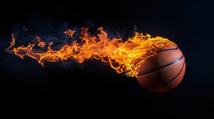 Fiery Basketball on Black Background
