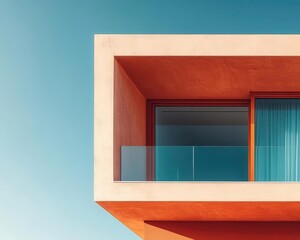 Minimalist architecture with vibrant lines, sleek design, serene setup