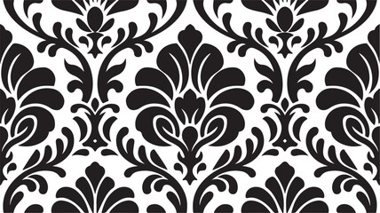 Black and White Damask Pattern Vector