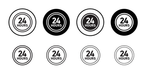 24 Hrs icon Flat art in black and white isolated