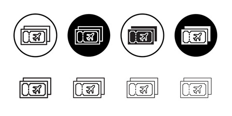 Airline ticket icon Flat art in black and white isolated