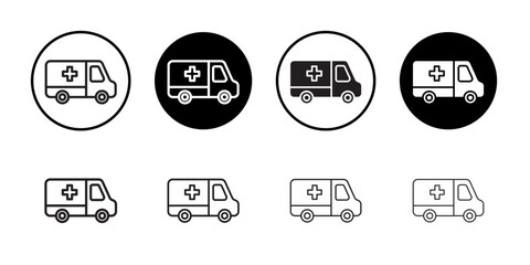 Ambulance icon Flat art in black and white isolated
