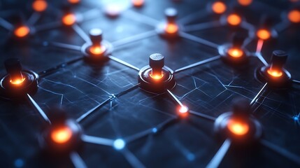 Network Nodes Illuminated Glowing Connections Abstract