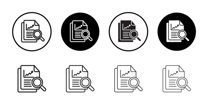 Analytics report icon Flat art in black and white isolated