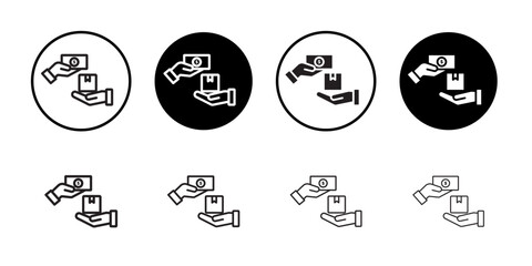 Cash on delivery icon Flat art in black and white isolated