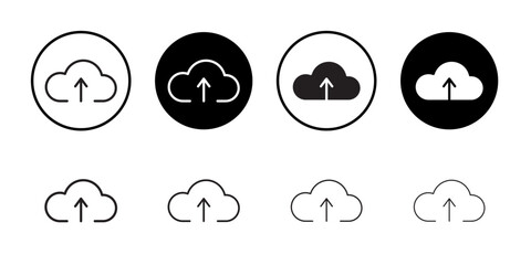 Cloud upload icon Flat art in black and white isolated