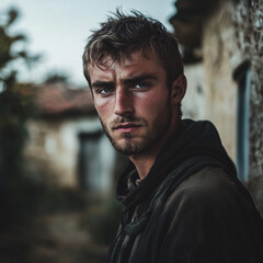 Fototapeta premium Hyperrealistic Photography Portrait European Man