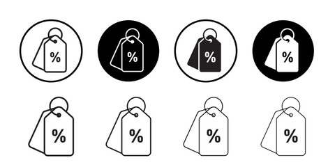 Discount tag icon Flat art in black and white isolated