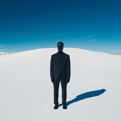 Obraz premium Hyperrealistic Photography Sad Man Facing The Came