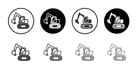 Excavator icon Flat art in black and white isolated